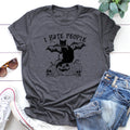 🦇🐱 "Chic and Feline: Bat Cat Letter Print T-Shirt for Women!" 👚🌟