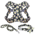 🌸🐾 "Step Out in Style: Floral Printed Dog Collar Harness Leash Set for Your Pup!" 🐾🌸