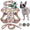 🌸🐾 "Step Out in Style: Floral Printed Dog Collar Harness Leash Set for Your Pup!" 🐾🌸