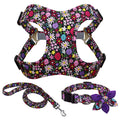 🌸🐾 "Step Out in Style: Floral Printed Dog Collar Harness Leash Set for Your Pup!" 🐾🌸