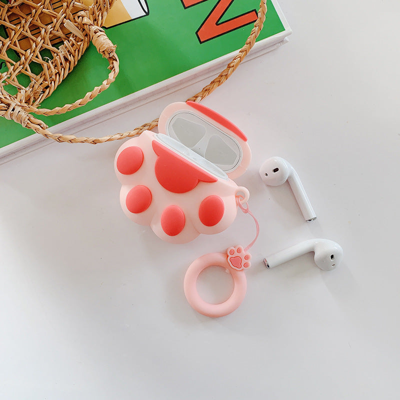 🎵🐾 "Adorable Tunes, Paw-some Protection: Cute Cartoon Cat Paw Bluetooth Earphone Case!" 🌟🐱