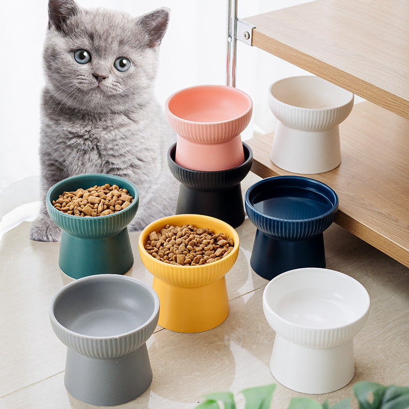 🐾✨ "Dine in Style: High-Foot Neck Protection Ceramic Cat Bowl - Elevate Your Cat's Dining Experience!" ✨🐾