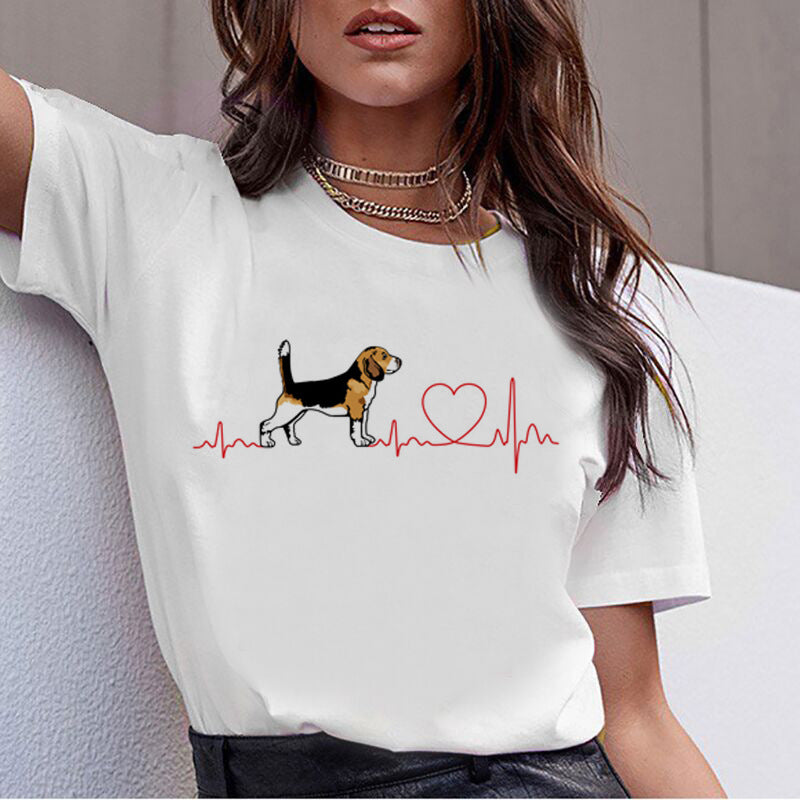 🐶👕 "Puppy Prints Galore: Kawaii Dog Digital Print T-Shirt - Wear Your Woof!" 👕🐶