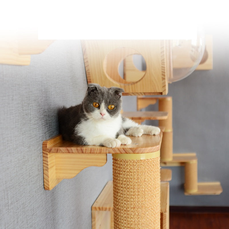 🌿🐾 "Purr-fect Paradise: Solid Wood Scratching Post Cat Tree Toy - Luxury for Your Feline Friend!" 🐾🌿