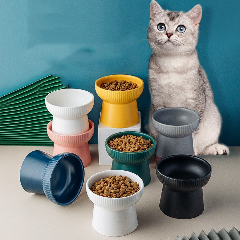 🐾✨ "Dine in Style: High-Foot Neck Protection Ceramic Cat Bowl - Elevate Your Cat's Dining Experience!" ✨🐾