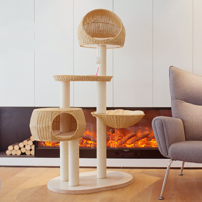 🌟🐱 "Elevate Your Cat's Realm: Experience Luxury with Our Integrated Multi-Layer Solid Wood Cat Tree!" 🐱🌟