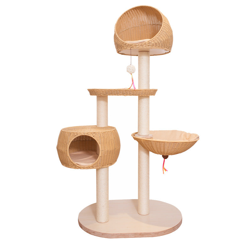 🌟🐱 "Elevate Your Cat's Realm: Experience Luxury with Our Integrated Multi-Layer Solid Wood Cat Tree!" 🐱🌟